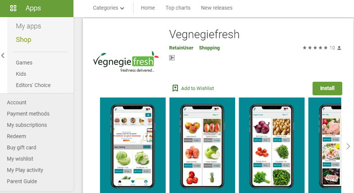 Vegnegie Fresh App